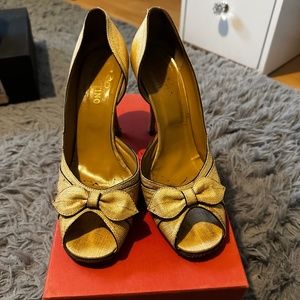 Valentino Garavani Couture Peep Toe  Bow Pumps